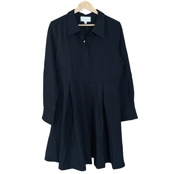 Pomander Place Black Annalise Dress Mini Long Sleeve Pleated Size XL NEW - Picture 3 of 11